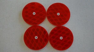 School Bus 3" Round Red Reflector NEW STOCK 3 inch Plastic Backing center mount - Picture 1 of 7
