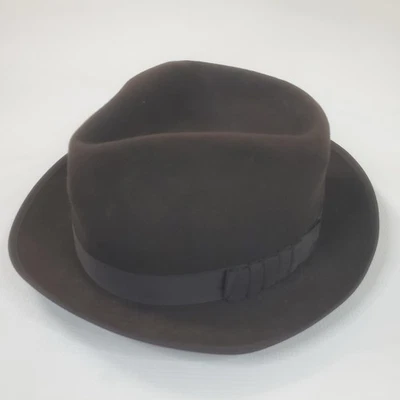Adam Premiere Quality Fifth Ave NY Vintage Brown Wool Felt Fedora  Hat 7 1/2 - Image 1 of 4