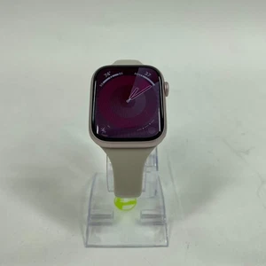 Unlocked Apple Watch Series 9 45MM PINK Aluminum Beige Sport Band - Photo 1 sur 8