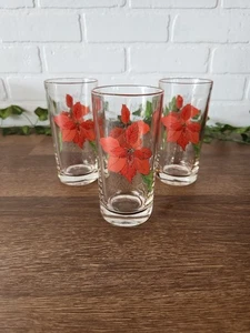 Vintage Weihnachten Poinsetta Crisal Portugal Becher 3er Set - Bild 1 von 3