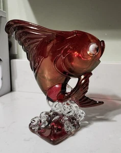 Antique Ruby Stained Heisey Tropical Fish Vase - Picture 1 of 22