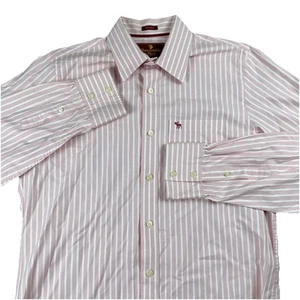 Abercrombie & Fitch Muscle Fit Shirt XL Pink White Stripe Long Sleeve Casual - Bild 1 von 18
