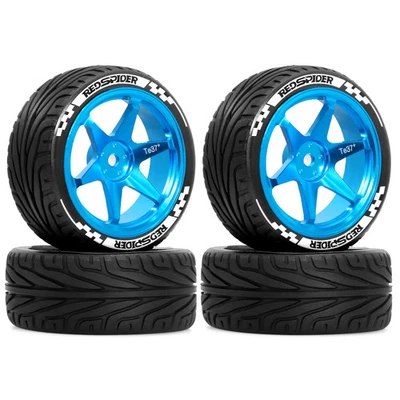 Llanta de metal TE37 4 piezas neumático hexagonal de 12 mm para coche de carreras de radiocontrol 1/10 Tamiya TT01 TT02 Foto 1 de 4