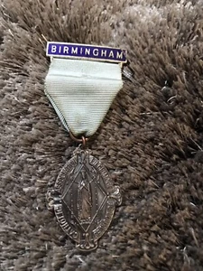 Catholic Association Pilgrimage to Lourdes Medal Birmingham Top Bar Vintage - Picture 1 of 1