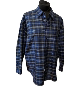 Lizwear Button Up Shirt Women's Small 100% Silk Plaid Long Sleeve Button Up L - Picture 1 of 13