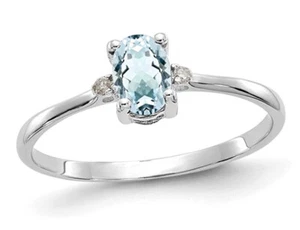 14K White Gold Oval Cut Aquamarine Ring 2/5 Carat (ctw) - Picture 1 of 4