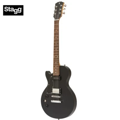 Stagg SEL-HB90 BLK LH Solid Mahogany P90 LEFT HAND Electric Guitar Black - Image 1 of 4