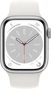 Apple Watch Series 8 GPS + Cell 41mm Silver Aluminum Case w/ White Sport Band - Picture 1 of 5