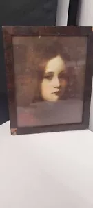 Pintura de arte de pared oscura gótica antigua retrato de mujer vintage - Imagen 1 de 6