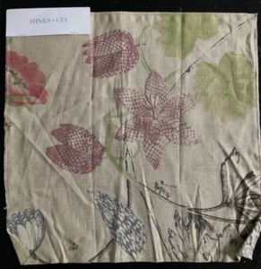 HINES & CO. Meadow in Plum, Grey, Green 17 3/8 x 17 3/4" Linen Fabric Sample - Picture 1 of 3