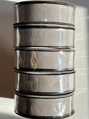 GRAY RIBBON  W/ BLACK EDGE 7/8 x 9 Ft -  NEW BUY MORE & SAVE POLYESTER BERWICK - Image 1 of 4