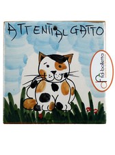 Mattonella ornamentale in ceramica attenti al gatto da parete dipinta a mano ma4