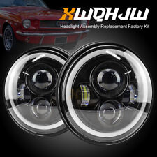 Pair 7 Inch Round Led Headlights Hi/Lo Beam Halo DRL For Ford 1965 -1973 Mustang