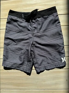 Hurley Youth Board Shorts, sz 8. Black striped - Picture 1 of 3