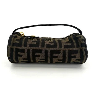 FENDI Pouch Hand Bag Zucca Brown Nylon Authentic - Picture 1 of 24