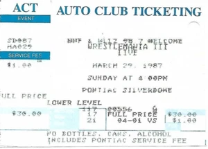 WWF WrestleMania III 3/29/87 -Promo SECURITY Ticket Stub-Hulk Piper Andre Savage - Picture 1 of 24