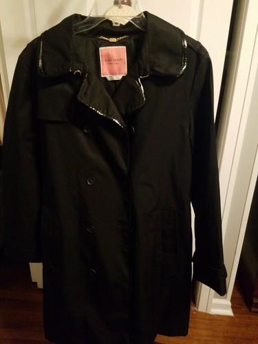 Kate Spade Cappotto Giacca Trench Nero con Cintura Taglia L