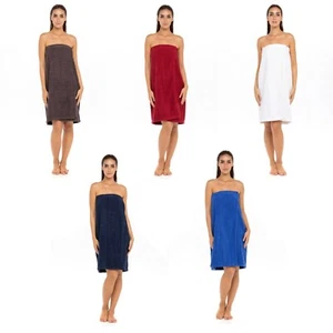 Women's Wrap with Adjustable Closure 100% Terry Spa Body Wrap Shower Bath Towels - Picture 1 of 27