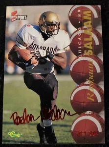 Rashaan Salaam 1995/clásica 5 deportes fútbol americano tarjeta de señalización roja #S47 Chicago Bears - Imagen 1 de 2