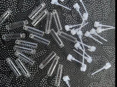 20er Set Purfume Tester je 20 1" Glasfläschchen mit Kunststoffeinsatz und Stopfen - Bild 1 von 4