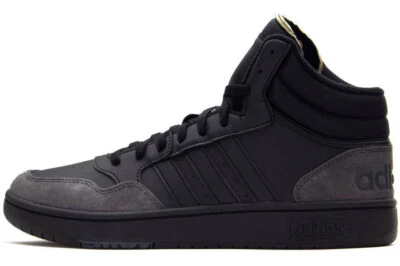 Men's Adidas Hoops 3.0 Mid Leather Black/Grey/White/Red HP7939 - Image 1 of 4