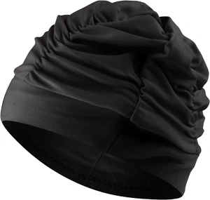 Fabric Swim Caps for Women Swimming for Long Hair Nylon Cloth Swim Cap Pleated E - Picture 1 of 12