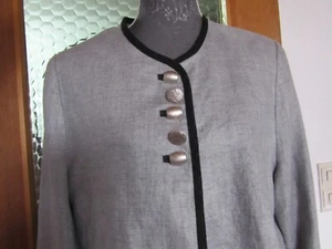 BERWIN WOLFF Leinen Trachten Jacke, Spenzer GR 40 - 42 hellgrau schwarz Top - Bild 1 von 7