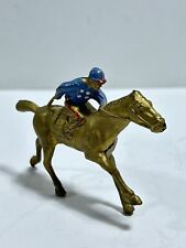 Barclay Metal Jockey On A Horse #2 Die Cast Metal Blue And Gold