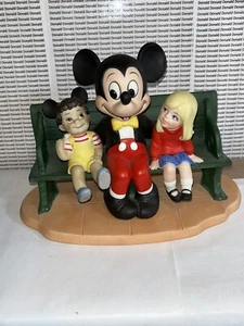 DISNEY JAPAN VINTAGE 90’s MICKEY MOUSE ON BENCH SITTING WITH KIDS - Picture 1 of 6