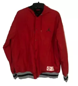 Y2k Micheal Jordan Sz XL Red & Black Hooded Hip-hop Baggy Warm Up Puff Jacket - Picture 1 of 6