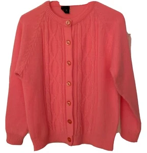 Vintage Lee Brand Cardigan Sweater Hot Pink Acrylic Button Long Sleeve Women XS - Picture 1 of 11