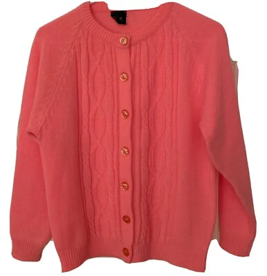 Cárdigan Suéter Vintage Marca Lee Rosa Acrílico Botón Manga Larga Mujeres XS Foto 1 de 4