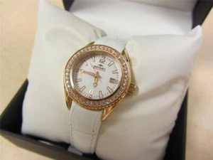Rotary Women's Austrian Crystal White Dial Genuine Leather ALS00072-W-41 NEW! - Picture 1 of 11