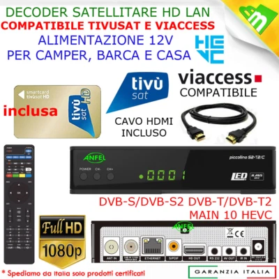 Decoder Combo Tivusat HD Con Scheda Tessera Tv Sat Satellitare Terrestre Dvb-T2 - Immagine 1 di 4