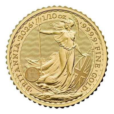 2026 U.K. 10 Pound King Charles III Gold Britannia 1/10 oz .9999 Brilliant - Image 1 of 3