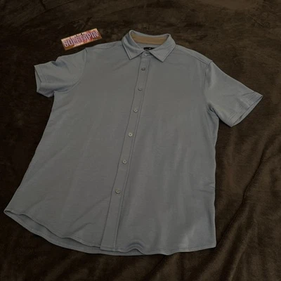 Daniel Hechter Mens Medium Baby Blue Short Sleeve Button Down Shirt Blend - Image 1 of 4