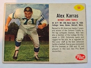 1962 Post Football Alex Karras # 50 - Picture 1 of 2