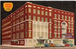 Hotel Cairo - El Cairo, Illinois - Coches antiguos - Postal de lino sin publicar - Imagen 1 de 4
