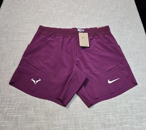 NIKE Court Rafa Nadal 7' Tennis Shorts Large Men Purple Sangria White Dri-Fit - Picture 1 of 11