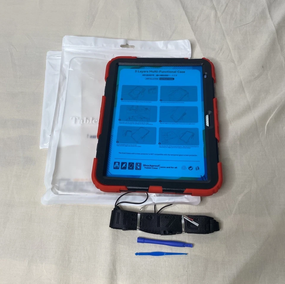 iPad 10th Generation  Red Tablet Protective Case & Kit Kickstand & Handle - Image 1 of 4