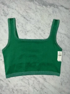 Bralette Aerie Sin Costuras Verde Cuello Cuadrado Pequeño Nuevo Construido Sujetador Top Corto - Imagen 1 de 5