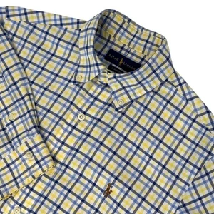 Camisa Ralph Lauren Para Hombres Talla PEQUEÑA Calce Clásico Abotonada A Cuadros Amarillo Azul - Imagen 1 de 11