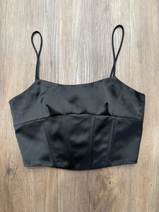 Jason Wu Top Women Small Black Crop Satin Corset Bustier Goth Festival Sexy $190 - Bild 1 von 8