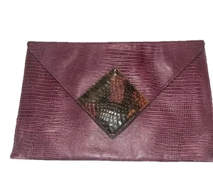 David Mehler for Dame Burgundy snakeskin clutch evening bag purse - Picture 1 of 9