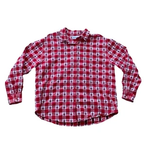 Plaid Gingham Santa Long Sleeve Shirt Red White Westbound Women’s XL Vintage - Picture 1 of 10