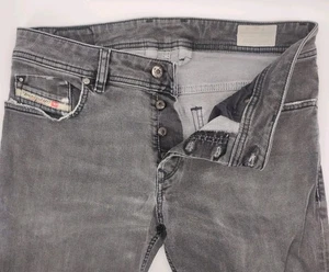 Diesel Jeans Men 31x32 Gray Sleenker Slim Skinny Stretch Grunge Faded Button Fly - Picture 1 of 11