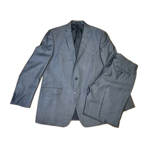 Calvin Klein Macy's Mens 2 Piece Gray Wool Suit Slim Fit 44L 34W - Picture 1 of 18