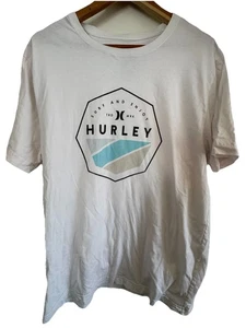 Hurley Surf and Enjoy Herren L weiß Grafik Shirt 100 % Baumwolle T-Shirt 40" Brustumfang - Bild 1 von 4
