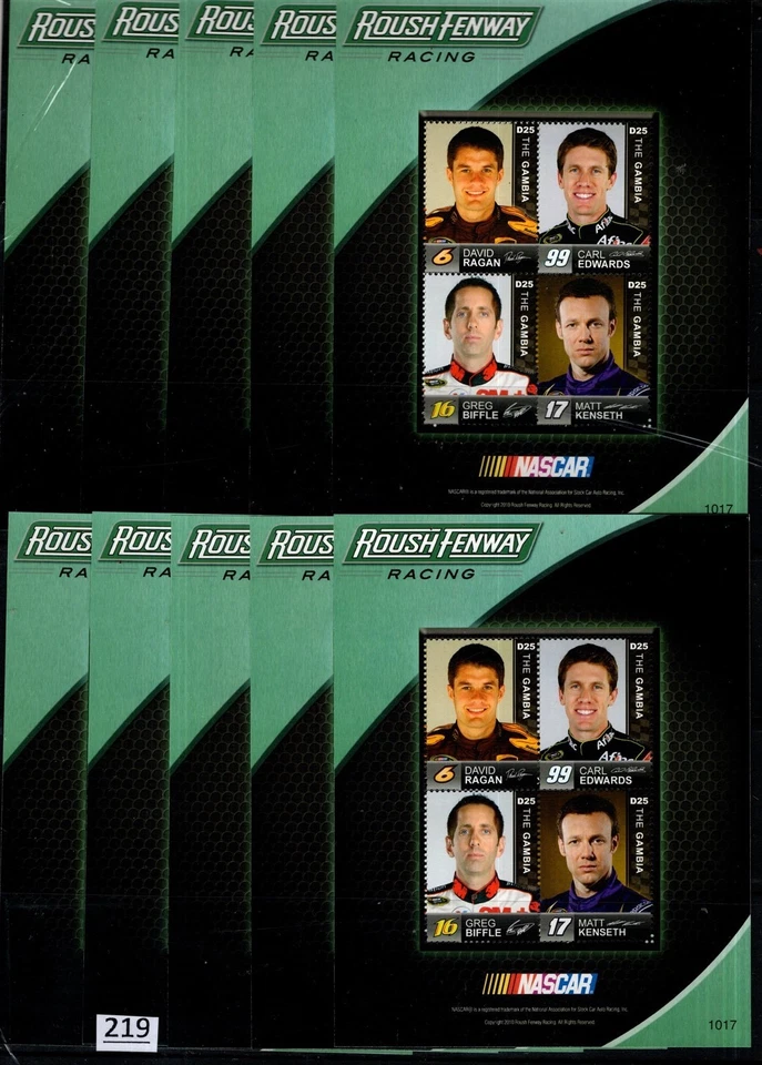 # 10X GAMBIA - MNH - AUTO RACING - SPORTS - NASCAR - Image 1 of 1