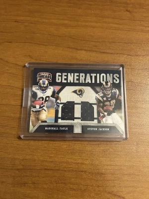 2011 Panini Threads Generations Materials /230 Marshall Faulk Steven Jackson HOF - Image 1 of 2